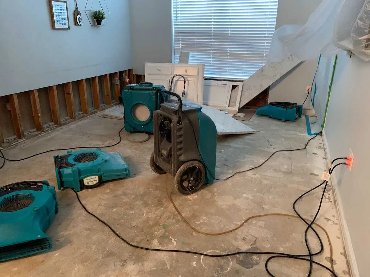Dehumidifier in flood-cut room for Water Extraction & Removal in Sudbury